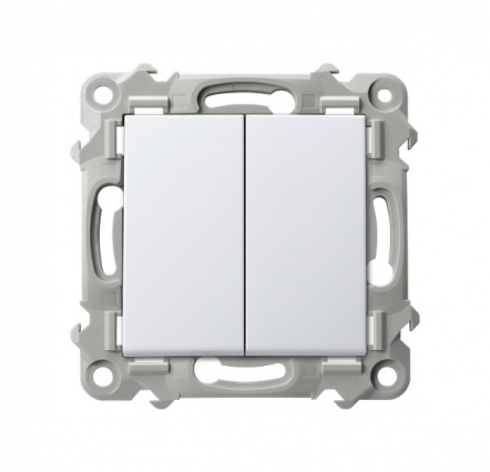 ŁĄCZNIK PODWÓJNY ŚWIECZNIKOWY 10AX 250V ZACISKI AUTOMATYCZNE BIAŁY SZAFIR - OSPEL - ŁP-2Z/m/00