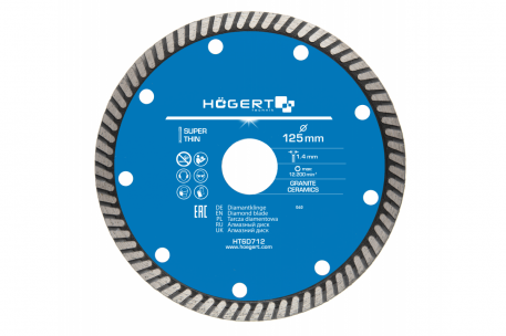 TARCZA DIAMENTOWA 125 MM, TURBO, SUPER CIENKA - HOGERT - HT6D712