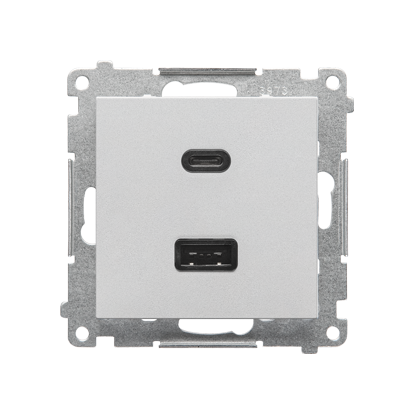 Ładowarka USB typ A+C (moduł); Aluminium mat Simon 55 - KONTAKT SIMON - TEC2CA.01/143