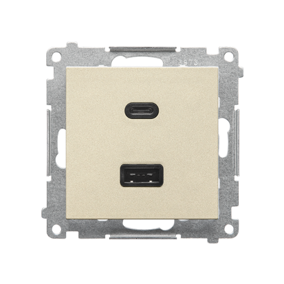 Ładowarka USB typ A+C (moduł); Szampański mat Simon 55 - KONTAKT SIMON - TEC2CA.01/144
