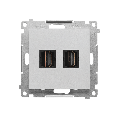 Gniazdo HDMI podwójne (moduł); Aluminium mat Simon 55 - KONTAKT SIMON - TGHDMI2.01/143