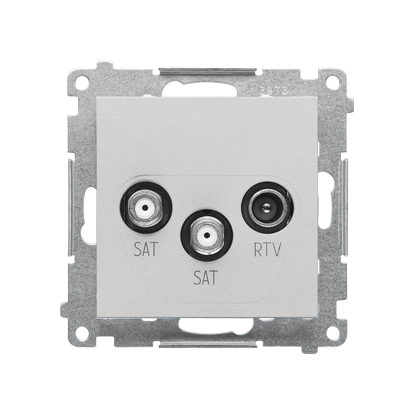 Gniazdo antenowe satelitarne podwójne SAT-SAT-RTV (moduł). 2x Wejście: 5 MHz÷2,4 GHz; Aluminium mat Simon 55 - KONTAKT SIMON - TASK2.01/143