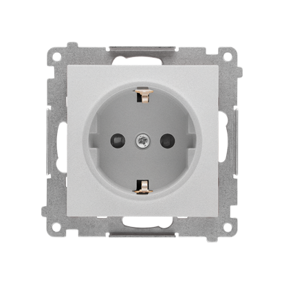 Gniazdo Schuko z przesłonami (moduł) 16 A, 250 V~, szybkozłącza; Aluminium mat Simon 55 - KONTAKT SIMON - TGSZ1CZ.01/143