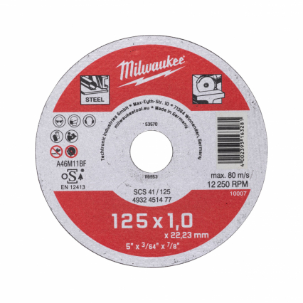 TARCZA DO CIĘCIA METALU MILWAUKEE Contractor 125X1 mm - MILWAUKEE - 4932451477