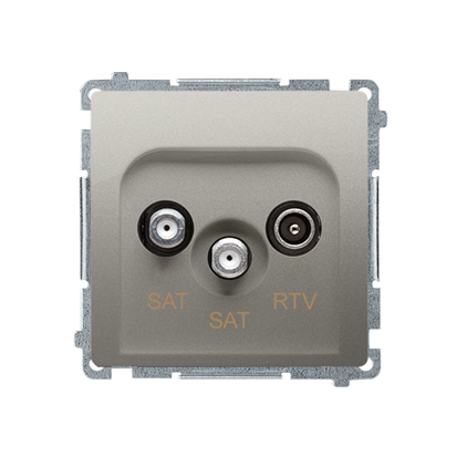 Gniazdo antenowe satelitarne podwójne końcowe SAT-SAT-RTV, (moduł). 2xwejście: SAT: 5–2400 MHz, RTV: 5–862 MHz; satynowy - KONTAKT SIMON - BMZAR+SAT3.1-P2.01/29