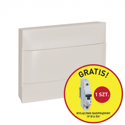 ROZDZIELNIA NAŚCIENNA 1X12 DRZWI BIAŁE + 1 SZT RX3 1P B 16A PRACTIBOXS - LEGRAND - 135421P