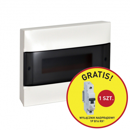 ROZDZIELNIA NAŚCIENNA 1X12 DRZWI PRZEŹROCZYSTE + 1 SZT RX3 1P B 16A PRACTIBOXS - LEGRAND - 135431P