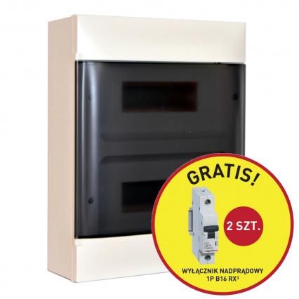 ROZDZIELNIA NAŚCIENNA 2X12 DRZWI PRZEŹROCZYSTE + 2 SZT RX3 1P B 16A PRACTIBOXS - LEGRAND - 135432P