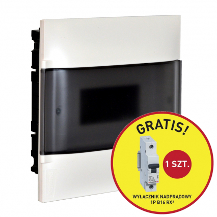 ROZDZIELNIA WNĘKOWA 1X12 650 DRZWI PRZEŹROCZYSTE + 1 SZT RX3 1P B 16A PRACTIBOXS - LEGRAND - 135371P