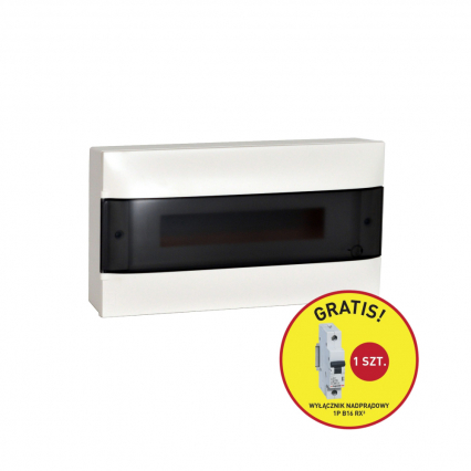 ROZDZIELNIA NAŚCIENNA 1X18 DRZWI PRZEŹROCZYSTE + 1 SZT RX3 1P B 16A PRACTIBOXS - LEGRAND - 137436P