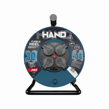 Przedłużacz bębnowy 4x2p+Z IP44 16A H05RR-F 3x1,5; 30m CZARNY HAND PRO LINE - PLASTROL - PB-PRO/D/30M/3X1,5/H05RR-F HAND