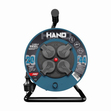 Przedłużacz bębnowy 4x2p+Z IP44 16A H05RR-F 3x1,5 20m CZARNY HAND PRO LINE - PLASTROL - PB-PRO/S/20M/3X1,5/H05RR-F HAND