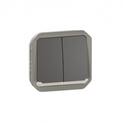 ŁĄCZNIK PODWÓJNY/PRZYCISK PODWÓJNY Z PODŚWIETL. MECH 10AX-250V~ ANTRACYT PLEXO - LEGRAND - 069806L