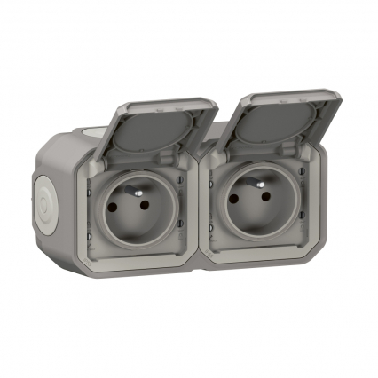 GNIAZDO 2X2P+Z POZIOME KOMPLET NATYNKOWY 16 A - 250 V~ SZARE PLEXO - LEGRAND - 069768L