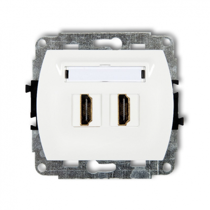 TREND: Mechanizm gniazda podwójnego HDMI; biały - KARLIK - HDMI-2
