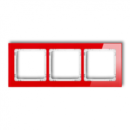 Ramka uniwersalna 3-krotna - efekt szkła (ramka: czerwona; spód: biały) - KARLIK - 17-0-DRS-3