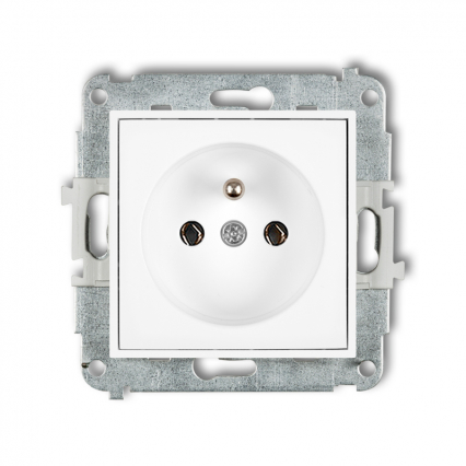 Mechanizm gniazda pojedynczego z uziemieniem 2P+Z (bez przesłon torów prądowych) podtynkowy IP 20, 16A 250V~ ICON biały mat - KARLIK - 25IGP-1z