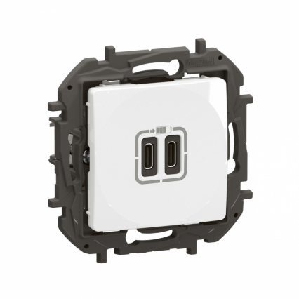 NOWE NILOE - GNIAZDO 2 X USB TYP C+C - 3 A BIAŁE - LEGRAND - NP3404WH
