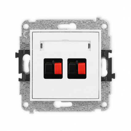 Mechanizm gniazda głośnikowego podwójnego podtynkowy IP 20 MINI biały - KARLIK - MGG-2