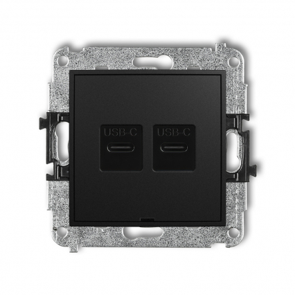 ŁADOWARKA PODWÓJNA 2xUSB C 20W MAX IP 20, 100-240V ~, 50/60Hz CZARNY MAT MINI - KARLIK - 12MCUSBBO-7