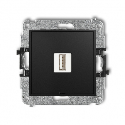 ŁADOWARKA POJEDYŃCZA USB A, 10W MAX 5V, 2A IP 20, 230V~ CZARNY MAT MINI - KARLIK - 12MCUSBBO-3