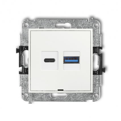 ŁADOWARKA PODWÓJNA USB C + USB A, 20W MAX IP 20, 100-240V ~, 50/60Hz BIAŁY MINI - KARLIK - MCUSBBO-8