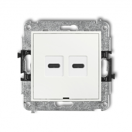 ŁADOWARKA PODWÓJNA 2xUSB C 20W MAX IP 20, 100-240V ~, 50/60Hz BIAŁY MINI - KARLIK - MCUSBBO-7