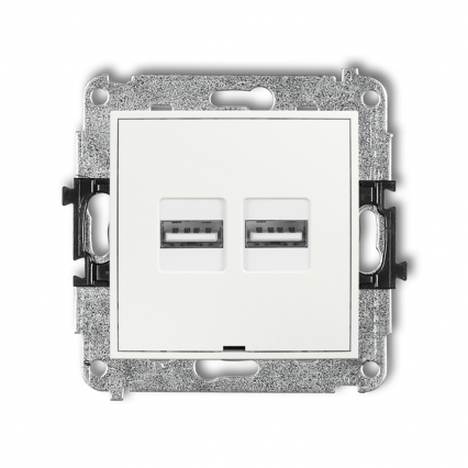 ŁADOWARKA PODWÓJNA 2xUSB A 15,5W MAX 5V, 3.1A IP 20, 100-240V ~, 50/60Hz BIAŁY MINI - KARLIK - MCUSBBO-6