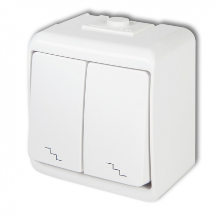 ŁĄCZNIK SCHODOWY PODWÓJNY IP 54, 10AX 250V~ BIAŁY JUNIOR - KARLIK - WHE-7