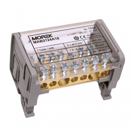 Blok dystrybucyjny Moblock 2P 1000V 125A-7 2x35 + 5x6mm2 - MOREK - MAB2124A18