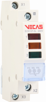 Lampka sygnalizacyjna 3 LED czerwono-pomarańczowo-zielona 230V AC 1P - KKLN - VCS-SVN127-3L-ROG-1P