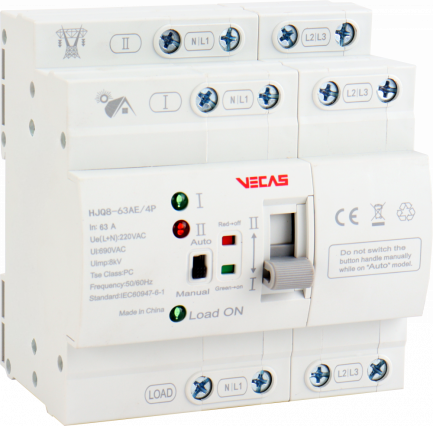 Automatyczny przełącznik zasilania 63A 230V AC 4P - KKLN - VCS-HJQ8-63AE-230-4P