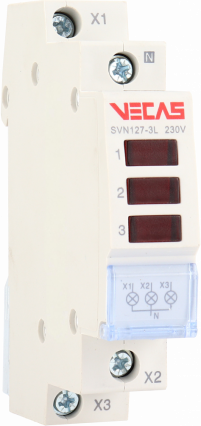 Lampka sygnalizacyjna 3 LED czerwona 230V AC 1P - KKLN - VCS-SVN127-3L-R-1P