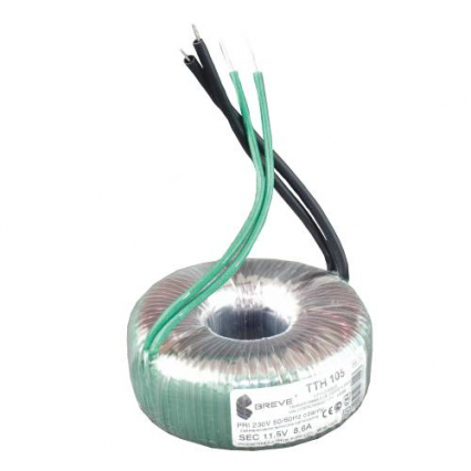 TRANSFORMATOR TOROIDALNY DO ŻARÓWEK HALOGENOWYCH Z BEZPIECZNIKIEM TTH 105VA 230/11,5V - BREVE - 17112-9502