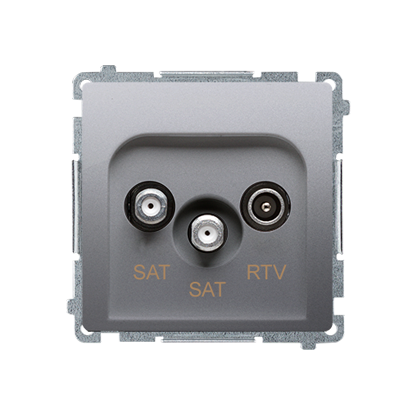 Gniazdo antenowe satelitarne podwójne końcowe SAT-SAT-RTV, (moduł). 2xwejście: SAT: 5–2400 MHz, RTV: 5–862 MHz; stal inox - KONTAKT SIMON - BMZAR+SAT3.1-P2.01/21