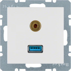 GNIAZDO USB / 3.5 MM AUDIO BIAŁY POŁYSK S.1/B.KWADRAT/B.3/B.7 - HAGER - 3315398989
