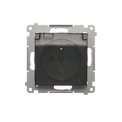 GNIAZDO POJEDYNCZE Z UZIEMIENIEM 2P+Z WTYCZKOWE BRYZGOSZCZELNE Z KLAPKĄ DO WERSJI IP44 BEZ USZCZELKI DO RAMEK WIELOKROTNYCH ZACISKI ŚRUBOWE 16A 250V IP44 SIMON 54 - KONTAKT SIMON - DGZ1BUZ.01/48A