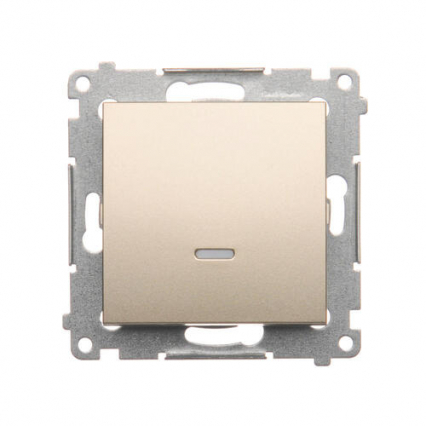 Łącznik jednobiegunowy z podświetleniem LED (moduł) 10AX, 250V~, szybkozłącza; złoty mat - KONTAKT SIMON - DW1L.01/44