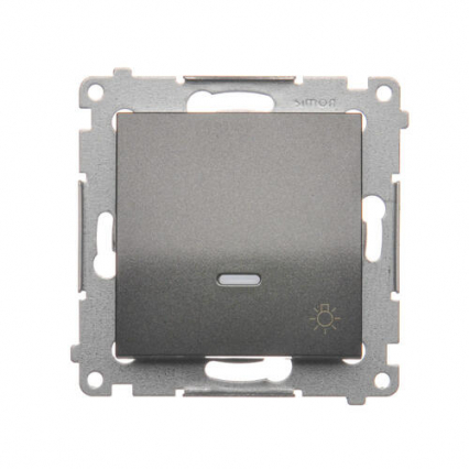 Przycisk „światło” z podświetleniem LED (moduł) 10AX, 250V~, szybkozłącza; antracyt - KONTAKT SIMON - DS1L.01/48