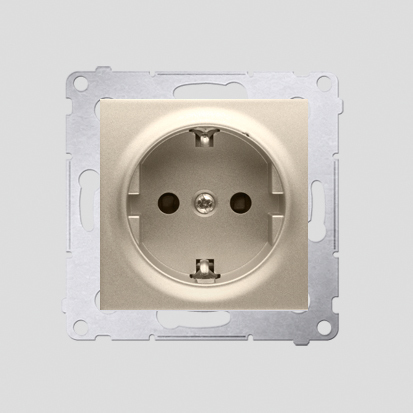 Gniazdo Schuko z przesłonami (moduł) 16A, 250V~, zaciski śrubowe; złoty mat - KONTAKT SIMON - DGSz1Z.01/44