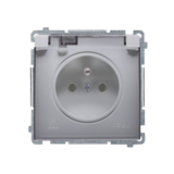 Gniazdo wtyczkowe z uziemieniem, z przesł. torów prądowych, bryzgoszczelne IP44 (moduł) 16A, 250V~, zaciski śrubowe, klapka transp.; stal inox - KONTAKT SIMON - BMGZ1BZ.01/21A