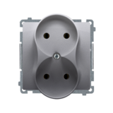 Gniazdo wtyczkowe podwójne bez uziemienia (moduł) z przesłonami torów prądowych, ?16A, 250V~, zaciski śrubowe; stal inox - KONTAKT SIMON - BMG2MZ.01/21