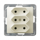 GNIAZDO POTRÓJNE BEZ UZIEMIENIA 3X2P EURO ZACISKI ŚRUBOWE 16A 250V IP20 ECRU IMPRESJA - OSPEL - GP-3Y/m/27