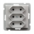 GNIAZDO POTRÓJNE BEZ UZIEMIENIA 3X2P EURO ZACISKI ŚRUBOWE 2.5A 250V IP20 SREBRNY MAT SONATA - OSPEL - GP-3R/m/38