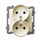 GNIAZDO PODWÓJNE Z UZIEMIENIEM 2X2P+Z ZACISKI ŚRUBOWE 16A 250V IP20 ECRU AS - OSPEL - GP-2GRZ/m/27