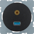 GNIAZDO USB AUDIO 3,5MM CZARNY POŁYSK R.1/R.3 - HAGER - 3315392045