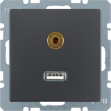 GNIAZDO USB AUDIO 3,5MM ANTRACYT AKSAMIT Q.1/Q.3 - HAGER - 3315396086
