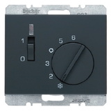 REGULATOR TEMPERATURY POMIESZCZENIA 24V Z ZESTYKIEM ZWIERNYM ELEMENTEM CENTRALNYM I ŁĄCZNIKIEM ANTRACYT MAT K.1 - HAGER - 20317106