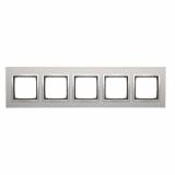 Ramka 5-krotna Nature-Szkło, SREBRNA MGŁA, IP20/IP44* (*IP44-należy zastosować zestaw uszczelek DUN5) - KONTAKT SIMON - DRN5/71