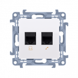 Gniazdo RJ45 kat. 6 + gniazdo telefoniczne RJ11 (moduł); biały - KONTAKT SIMON - C6T.01/11